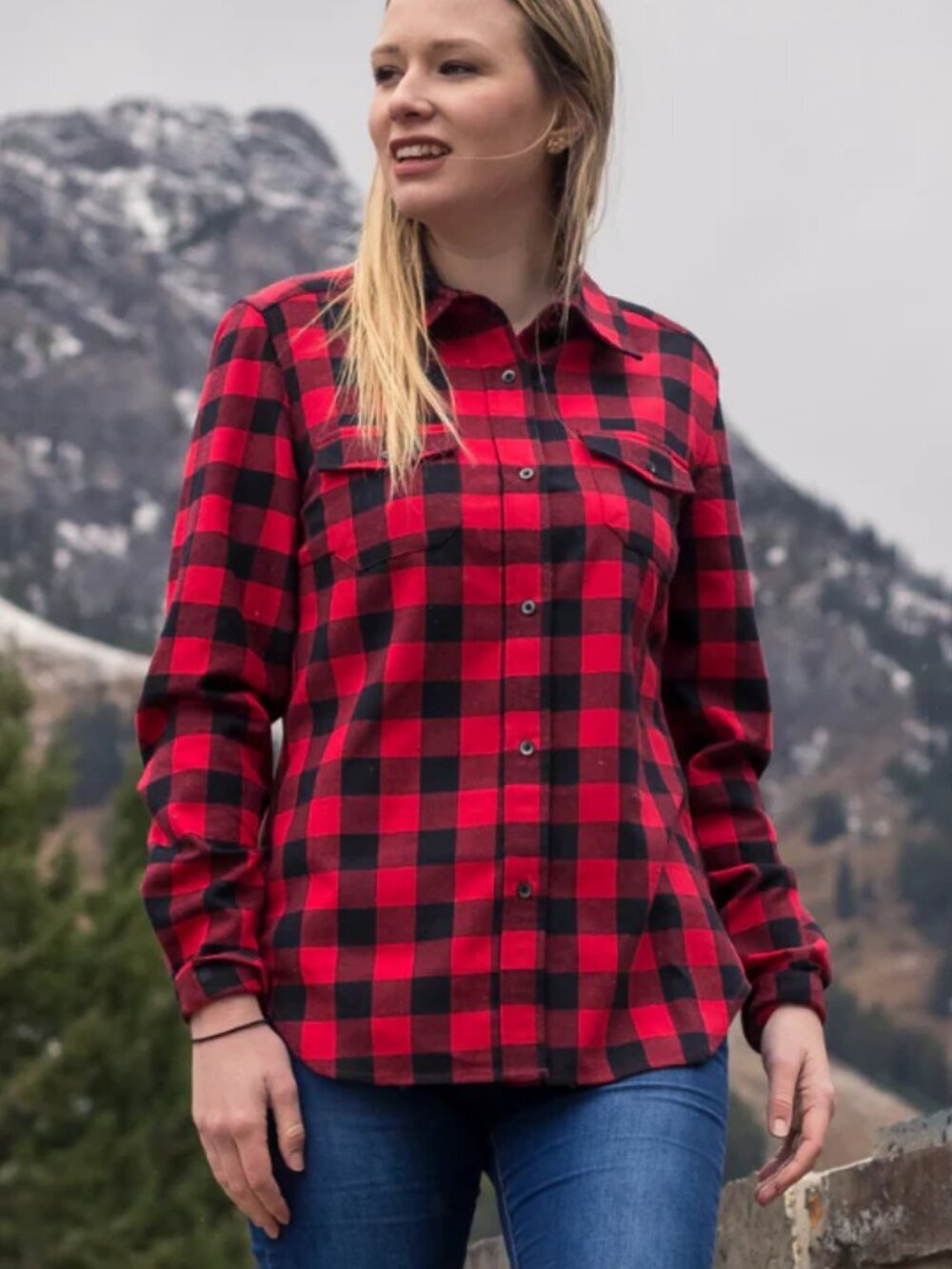 Eddie Bauer Button Down Buffalo Plaid Red Black Flannel Long Sleeve Shirt Medium